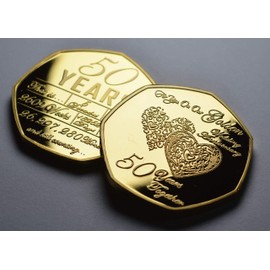 The Commemorative Coin Company On Our 50th GOLDEN WEDDING ANNIVERSARY Commemorative. Gift/Present Husband/Wife. 50 Years Together. Love/Celebration/Marriage