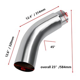 5 Inch Diesel Exhaust Elbow Tip,Exhaust Pipe Elbow 5.00 Inlet 6.00 X 23.00" Long Stainless Steel Side Exit Exhaust Tip