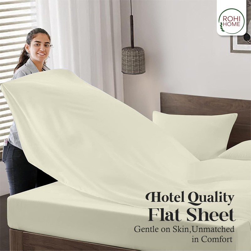 Rohi Cream Single Flat Sheet Microfibre – Ultra-Soft, Durable, and