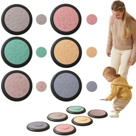 Almast Kids Sensory Stepping Stones for Kids – Pack of 6 - Boho Colors - Autism-Friendly Balance Stones | Non-Slip Indoor Activity Toy for Kids Age 3+ | Textured Educational Play Set