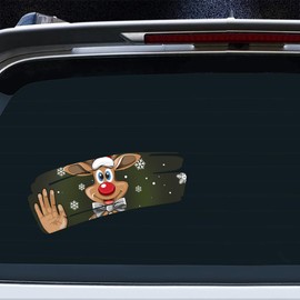 Iprokiu Christmas Decoration Peeking Sticker for Car Window Santa Claus Snowman Reindeer Peeking Decal Double-Sided Car Sticker Funny Christmas Window Decal (Reindeer)