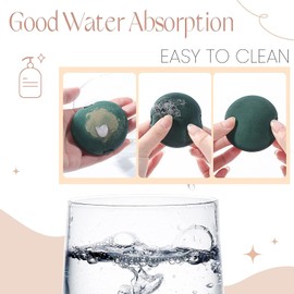 12 Pcs Powder Puff, Pure Cotton Face Soft Round Velour Makeup Puff for Loose Body Mineral Powder Cosmetic Foundation Blender Beauty, Wet Dry Washable Makeup Sponge Tool (Brown, Pink, Green)