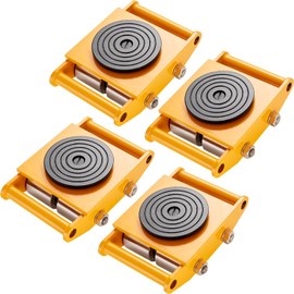VEVOR 4PCS Machinery Skate Dolly, 26455LBS/12T Industrial Machinery Mover, Heavy Duty Carbon Steel Machinery Moving Skate & 4 Carbon Steel Wheels and 360° Rotation Non-Slip Cap for Moving Equipment