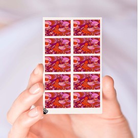 Retro 60's Pink Flower Pattern Clear Water-Slide Nail Designs