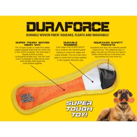 DURAFORCE-Durable Woven Fiber-Boomerang-Squeakers-Multiple Layers. Made Durable, Strong & Tough. Interactive Play Dog Toy (Tug, Toss & Fetch). Machine Washable and It Floats. (Regular, Red Zigzag)