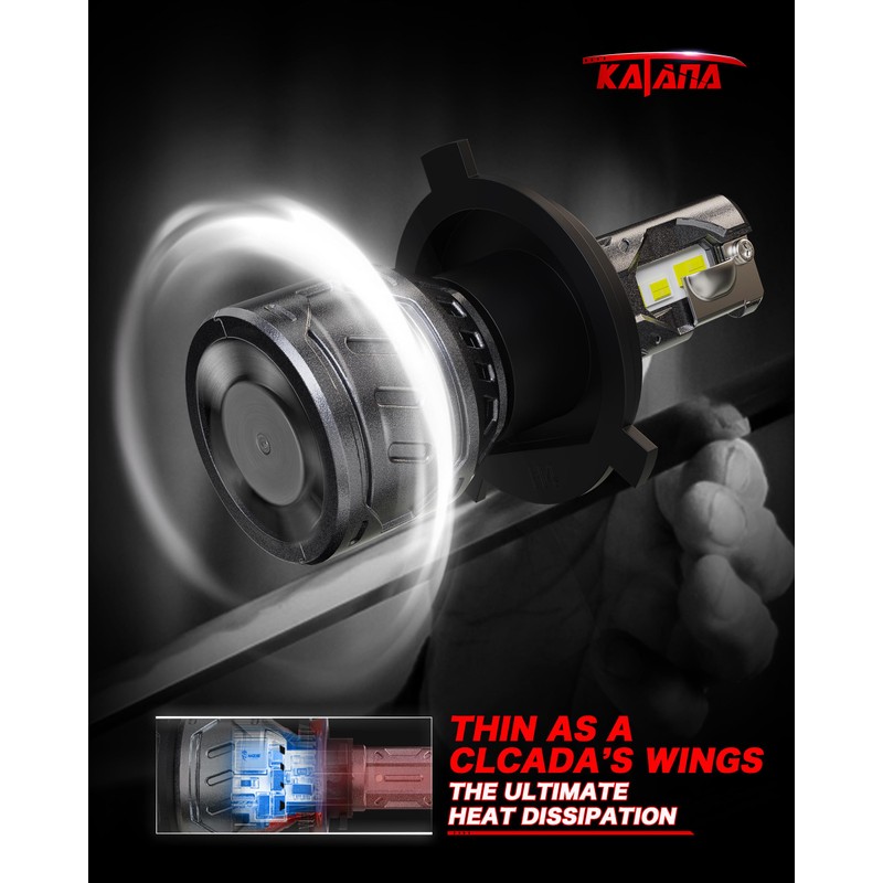 Katana H4 Bulbs, 9003 Light Bulb 400% Brightness 6500K Xenon