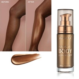 AquaPurity PHOERA Body Luminizer Silky Dewy Makeup Cream Face Body Shimmer Just Glow Make Up Liquid Brighten 30ml, Concealer Makeup (103 Glistening Bronze)
