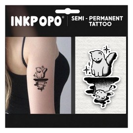 INKPOPO 3 Sheets Semi-Permanent Tattoos for Adults | 7-15 Days Longwear | Waterproof & Realistic Finish | Adult Art Temporary Tattoos | Cute Cat Series 042