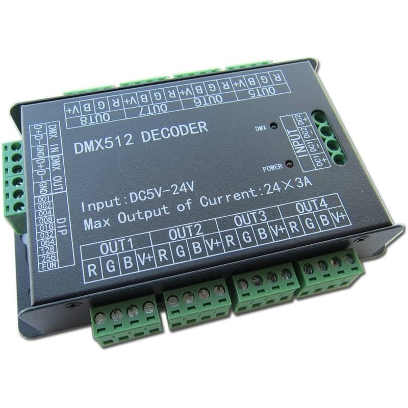 High Power 24 Channel RGB 3A/CH DMX512 Controller LED Decoder
