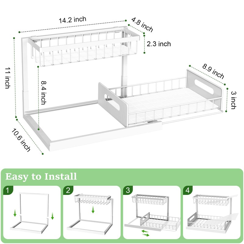 REALINN Under Sink Organizer, Pull Out Cabinet Organizer 2 Tier
