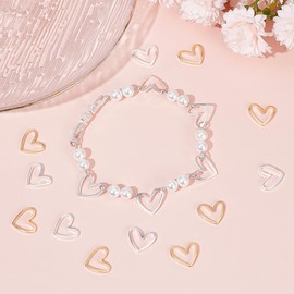 UNICRAFTALE About 40Pcs 2 Colors Hollow Heart Linking Rings Love Heart Open Bezel Charms Heart Jewelry Connectors Brass Frames Connectors for Earring Bracelet Necklace Pendants Jewelry Making
