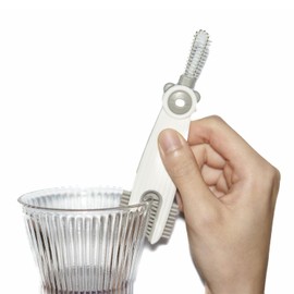 3 in 1 Cup Lid Gap Cleaning Brush Set with 1 Straw Cleaner Brush, Multifunctional Cup Cover Cleaning Brush, Small Cleaning Brushes for Nipple, Water Bottle Lid, Home Kitchen Cleaning Tools - Grey