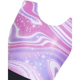 Gogokids Gymnastics Leotards for Girls, Girls' Sleeveless Gymnastics Unitard with Gradient Sequin Design and Elastic Material, Kids One-piece Gymnastics Outfit with Straight Legs for Ages 9-10