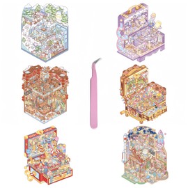 6 Sätze Von DIY 3D-Szenen-Aufklebern,Cartoon-Scenes-Aufklebern,Erstellen Sie Lhr Eigenes Mini-Laden-Vergnügungspark-Szenen-Aufkleber Behandlung Erwachsene Stress zu lindern Und Zeit Verbringen