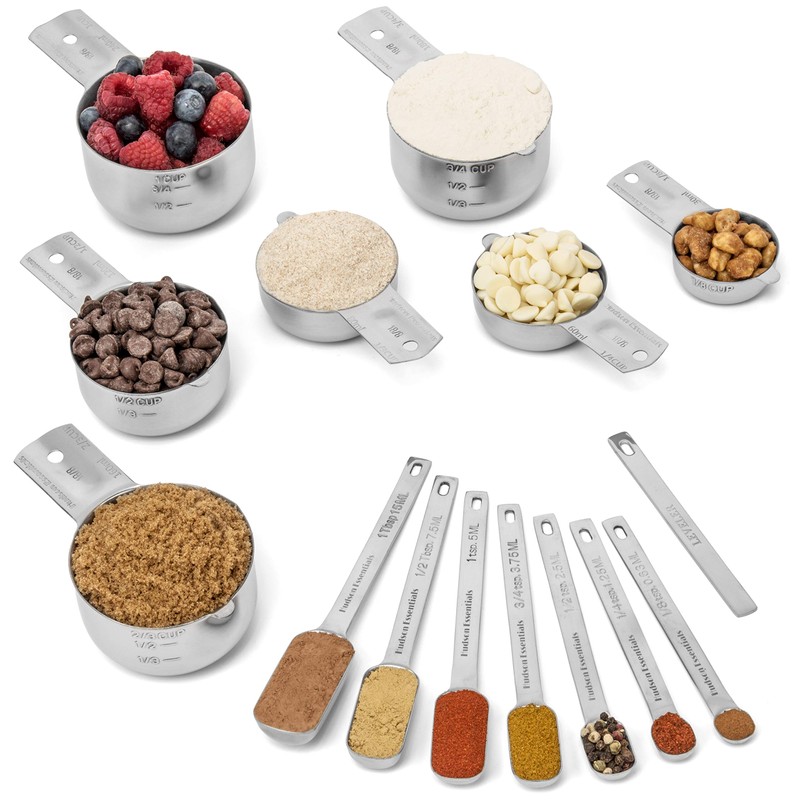 Hudson Essentials Stainless Steel Measuring Cups and Spoons Set (14