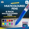 6pk SOL 10 in 1 Multi Coloured Pens All In