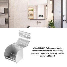 Toilet Paper Holder with Cover Dog Cat Proof Stainless Steel Roll Paper Holder Wall Mount Tissue Box Cover Waterproof Toilet Paper Storage Rack Bathroom Accessories