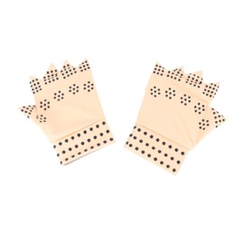 Baluue 2 Pairs Care Gloves Half-finger Magnetic Therapy Anti-slip Comfortable Flexible Multi-purpose for Joint Support