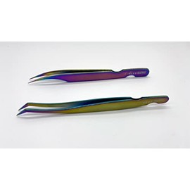 Alluring Volume Tweezer Pair for 3D Volume Lashes (New Curved) (Rainbow)