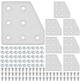 IMETRX 8pcs 2040 L Corner Bracket Joining Plate T Slotted Accessories 7-Hole 2040 Hardware Connector 2040 with T Nuts and Screws Silver
