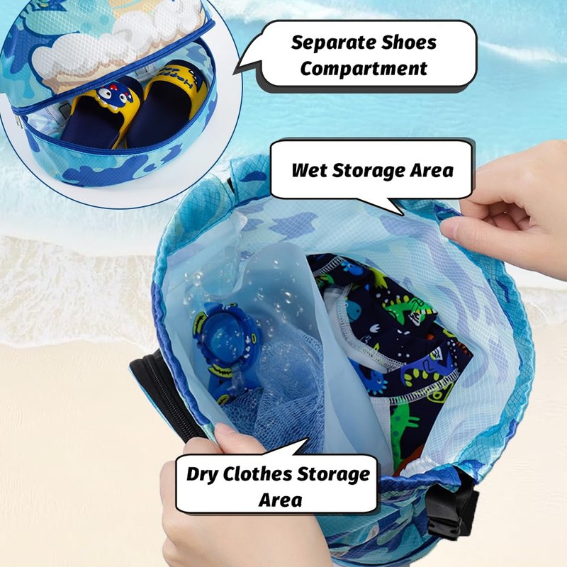 AffeGifts Drawstring Bag Kids Swimming Bag, Waterproof Swim Bag Drawstring