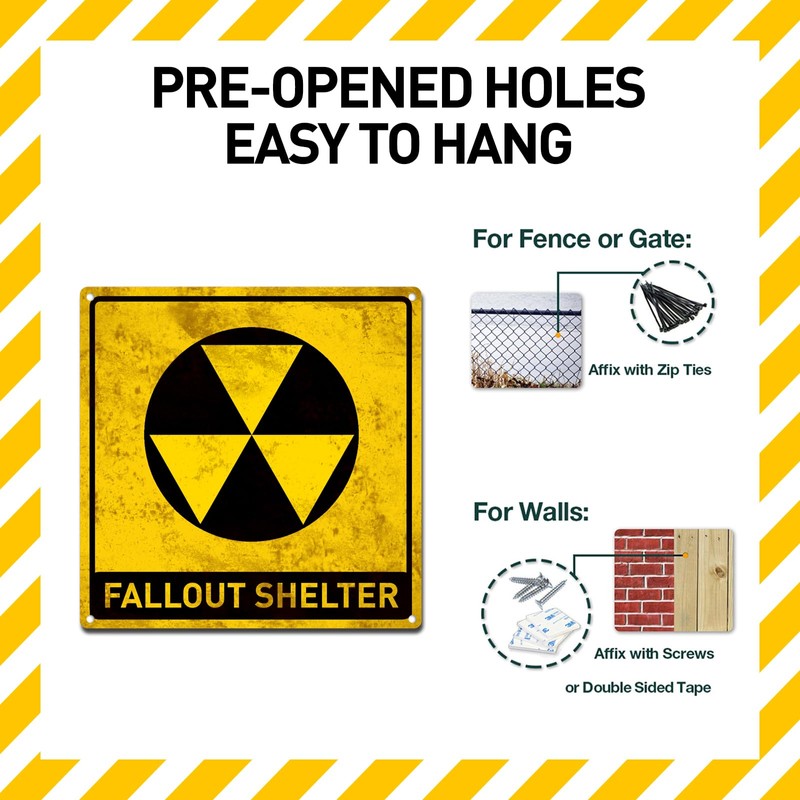 BTHUKO Funny Warning Nuclear Radiation Fallout Shelter Home Work Office