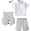 mintgreen Infant Formal Suit Short Sleeve Set, Light Grey, 3-4