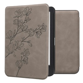 kwmobile Cover Compatible with Kobo Clara BW/Colour Cover - eReader Case - Magnolias Grey