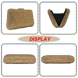 HUANG ZHUANG Women Evening Handbag Sparkly Rhinestone Clutch Handbags Crystal Purse Gem Party Purse Wedding Evening Bag(gold)