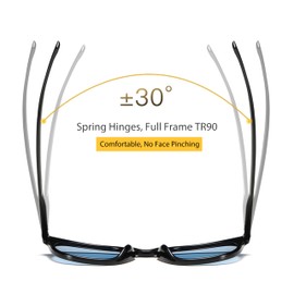 KISSOUL Photochromic Polarized Sunglasses UV Anti Glare Driving Eyewear Blue Light Blocking Glasses Man Woman Blue Round