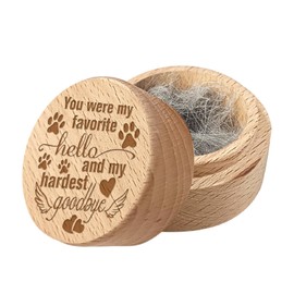 CREATCABIN Pet Hair Keepsake Box Wooden Pet Mini Fur Memorial Box Dog Cat Hair Ashes Container Custom Small Memorial Urn Paw Engraving Loss Sympathy Gift for Storing Pet Hair Teeth Nails Ashes 2x1.6in