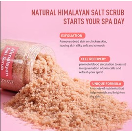 Himalayan Salt Scrub, 250g Body and Face Exfoliator with Collagen, Pink Salt Skin Care Treatment