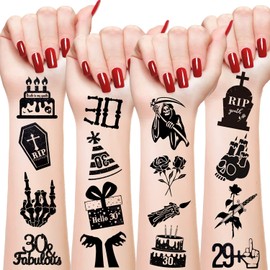 Death to My 20s Party Favors 190 PCS+Temporary Tattoos Rip to My 20s Birthday Party Decorations Supplies, 20s 30th Birthday Black Funeral Party for Women's and Man's Funny Thirtieth Birthday Party