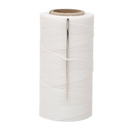 Tenn Well 328 Yards Leather Sewing Waxed Thread, 150D 1MM Hand Stitching Thread for Leather Craft DIY with Needle (White)