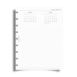 Cloth & Paper 2026 Year Overview Planner Inserts | HP Classic 7 x 9.25 Inches | 9 Disc Punched Refills | Monthly + Quarterly Planning | Goals, Notes, Mini Calendars | Thick Heavyweight Paper