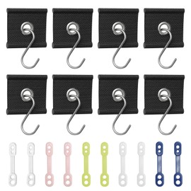 Yoicn Lth Pack of 8 Camping Hooks Piping Strip for Piping Rail, Hook for Piping Strip Caravan with 10 Pieces Non-Slip Closure Windproof for Motorhome, Caravan, Awning, Camping Tent