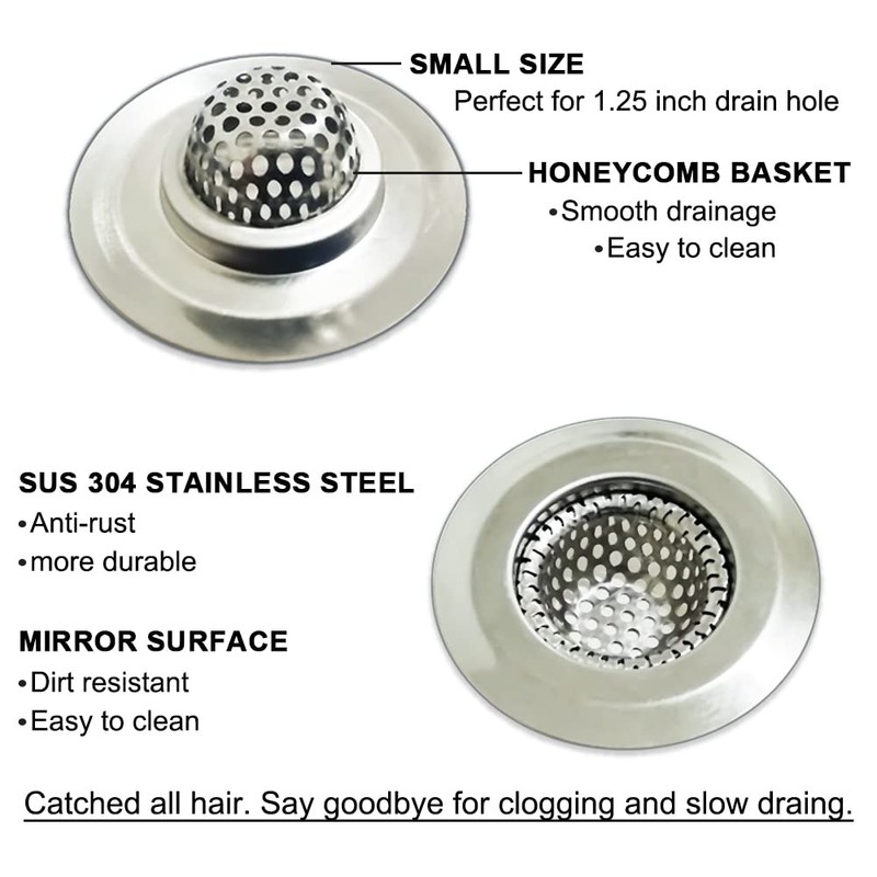 Seatery 1.25" Small Drain Strainer, Sink Drain Hair Catcher, Bathroom