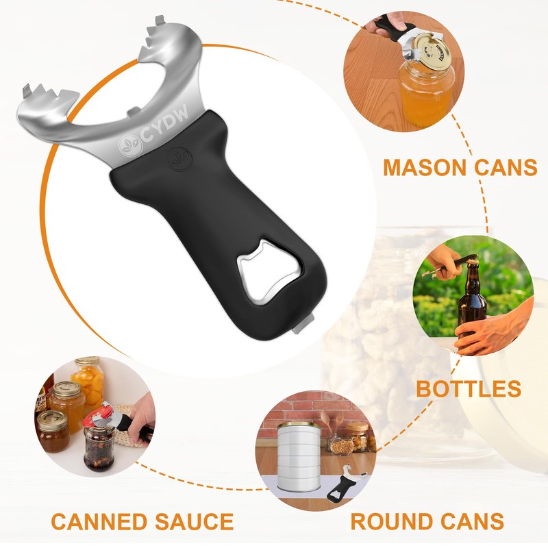 CYDW Mason Jar Opener Tool with Soft Touch Handle, No