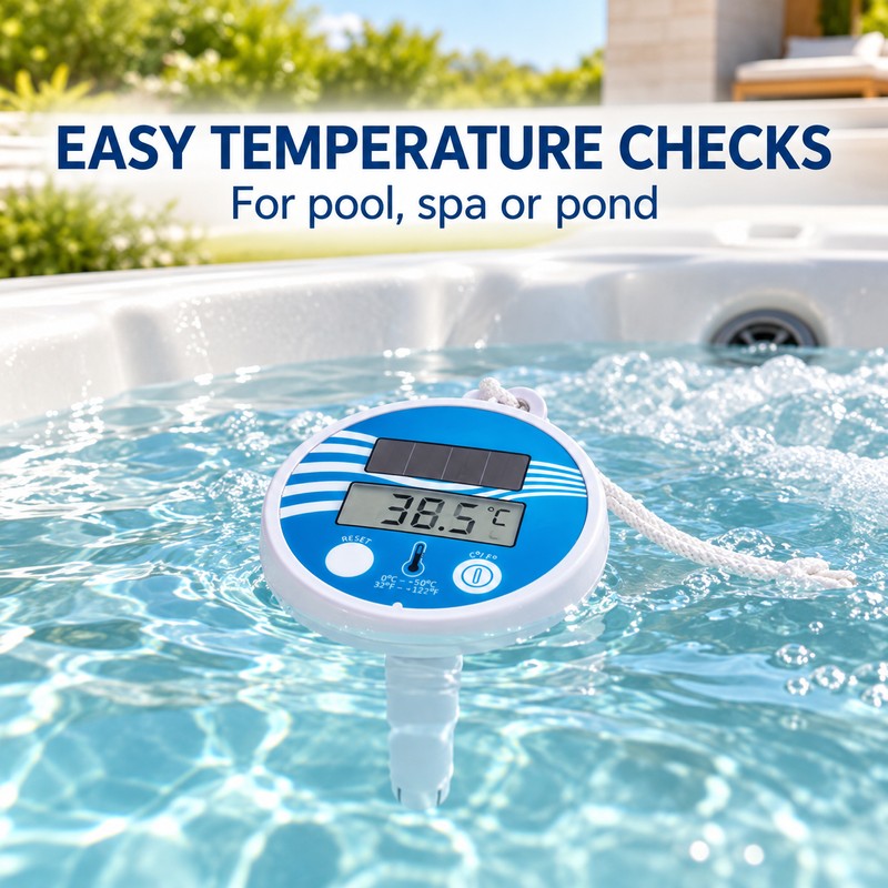 Solar Floating Pool Thermometer, Digital LCD Water Temperature Gauge with