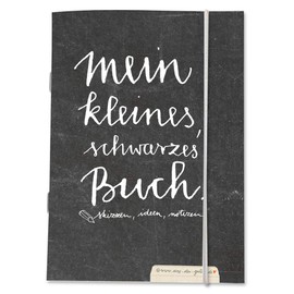 Notebook Blank A6 – My Little Black Book – Blank Blank White, Thick 170 g Recycled Paper, Sketchbook, Diary, Sketch Book with Elastic Band, CO2 Neutral