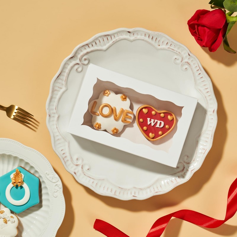50PCS 7x4⅜x1½ Inch Cookie Boxes with Window Chocolate Truffle Boxes