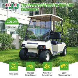 10L0L Golf Cart Windshield for Club Car DS 2000.05-UP | 4mm Thick Clear Polycarbonate Foldable Shield with Anti-UV Protection & Military-Grade Impact Resistance