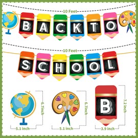 Back to School Banner Decorations - 2 Strings 10 Feet, No DIY Welcome Back to School Banner Decor for Classroom Back To School Party Decorations, First Day of School Decorations