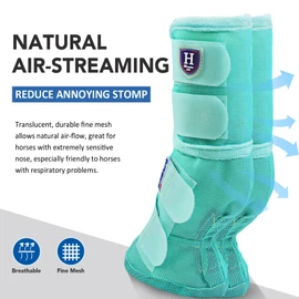 Harrison Howard Horse Fly Boots Perfect Contoured Fit Leg Guards Dense Mesh Boots with Ventilated Comfort Reliable Protection from Summer Elements Set of 4 Mint XL