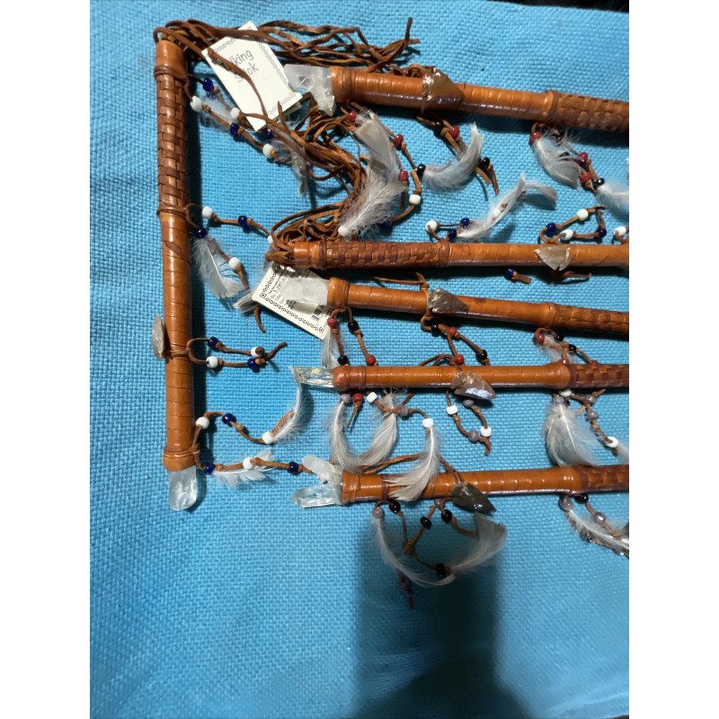 1 ONE Navajo talking stick 14" w/dangle beads & Stone