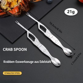 Kisstta 2 Piece Stainless Steel Crab Fork Set, Crab Eating Tools, Crab Cutlery with Double-Sided Design and Lobster Shape, Easy to Clean and Ideal for Seafood