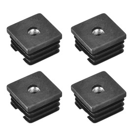 uxcell 4Pcs Inserts for Square Tubes with M8-1.25mm Thread, for 1.38"x1.38" OD Square Tube, Black Plastic Plug Caster Insert Chair End Caps Furniture