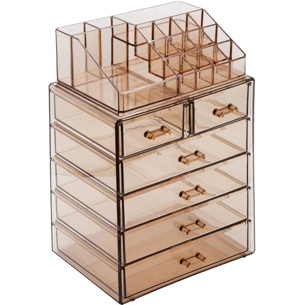 Sorbus Cosmetic Makeup and Jewelry Storage Case Display - Spacious Design - Great for Bathroom, Dresser, Vanity and Countertop (4 Large, 2 Small Drawers, Bronze Glow)