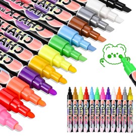 Chalk Pens for Blackboard, Washable, Pack of 12, Repeatable Wipe Clean Chalk Markers, Dust-free Writing, Neon Chalk Pen, Colourful, Reversible Tip, Liquid Chalk for Children, Christmas Gifts