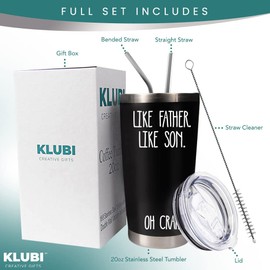 KLUBI Dad Gifts from Son - Like Father Like Son Fathers Day Gift From Son Funny Dad Birthday Gifts From Son 20 Ounce Dad Tumbler Fathers Day Drinking Cup From Son Dad Gifts Boy Dad Gifts Dad Cup